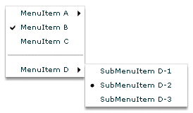 Menu control, with MenuItem D